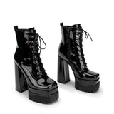 Black Platform Boots Chunky Heel Ankle Boots