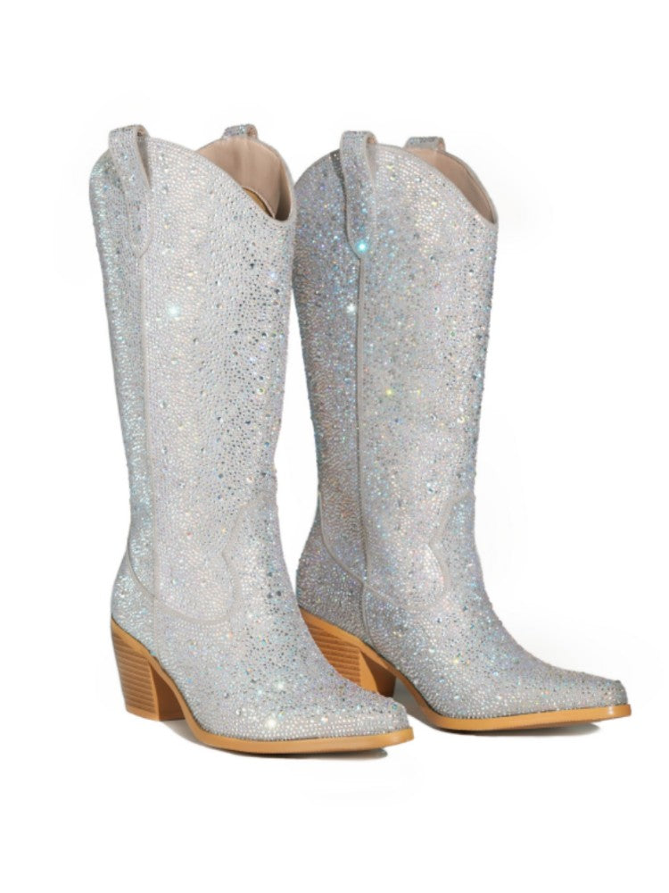 Rhinestone Boots Wide Calf Sparkly Cowgirl Boots