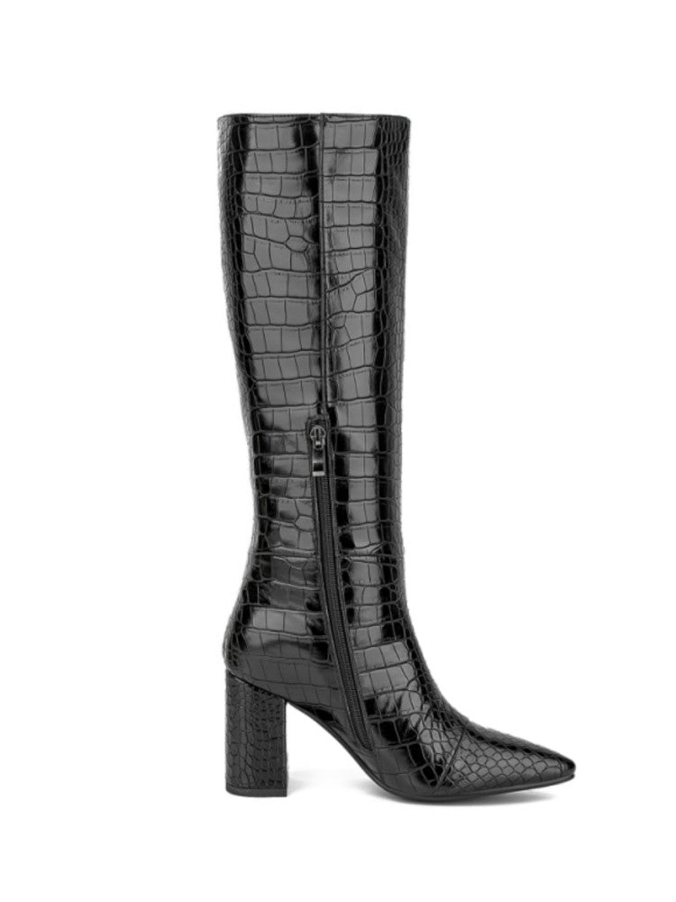 Faux Crocodile Boots Fashion Knee High Boots