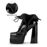 Black Platform Boots Chunky Heel Ankle Boots