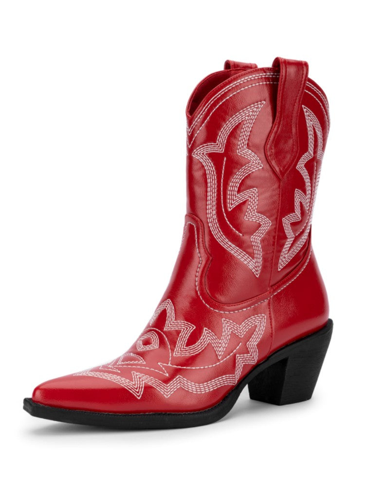 Cowboy Boots Western Cowgirl Boots Pull On Tabs Ankle Boots