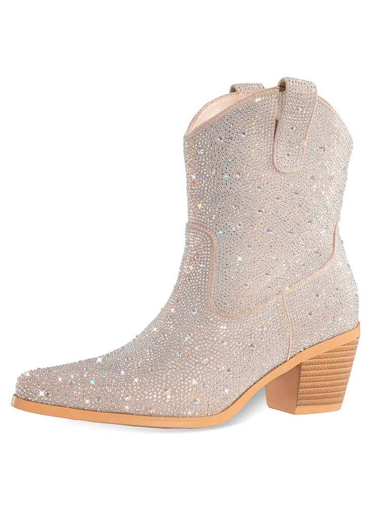 Rhinestone Boots Pointed Toe Heel Cowgirl Boots