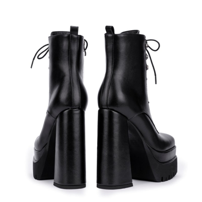 Black Platform Boots Chunky Heel Ankle Boots