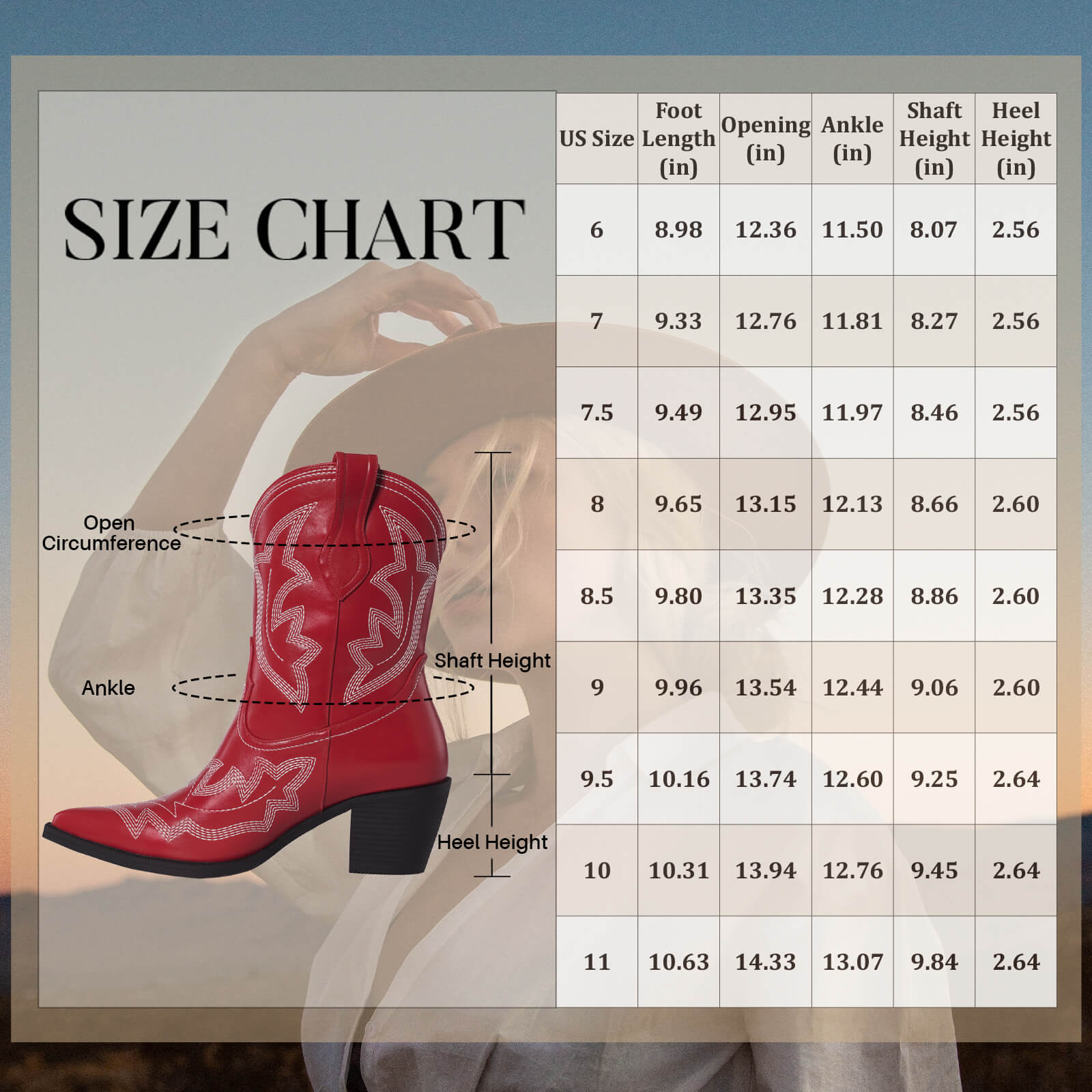 Cowboy Boots Western Cowgirl Boots Pull On Tabs Ankle Boots