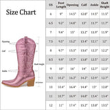 Cowboy Boots Western Mid Calf Boots Slip On Short Boots