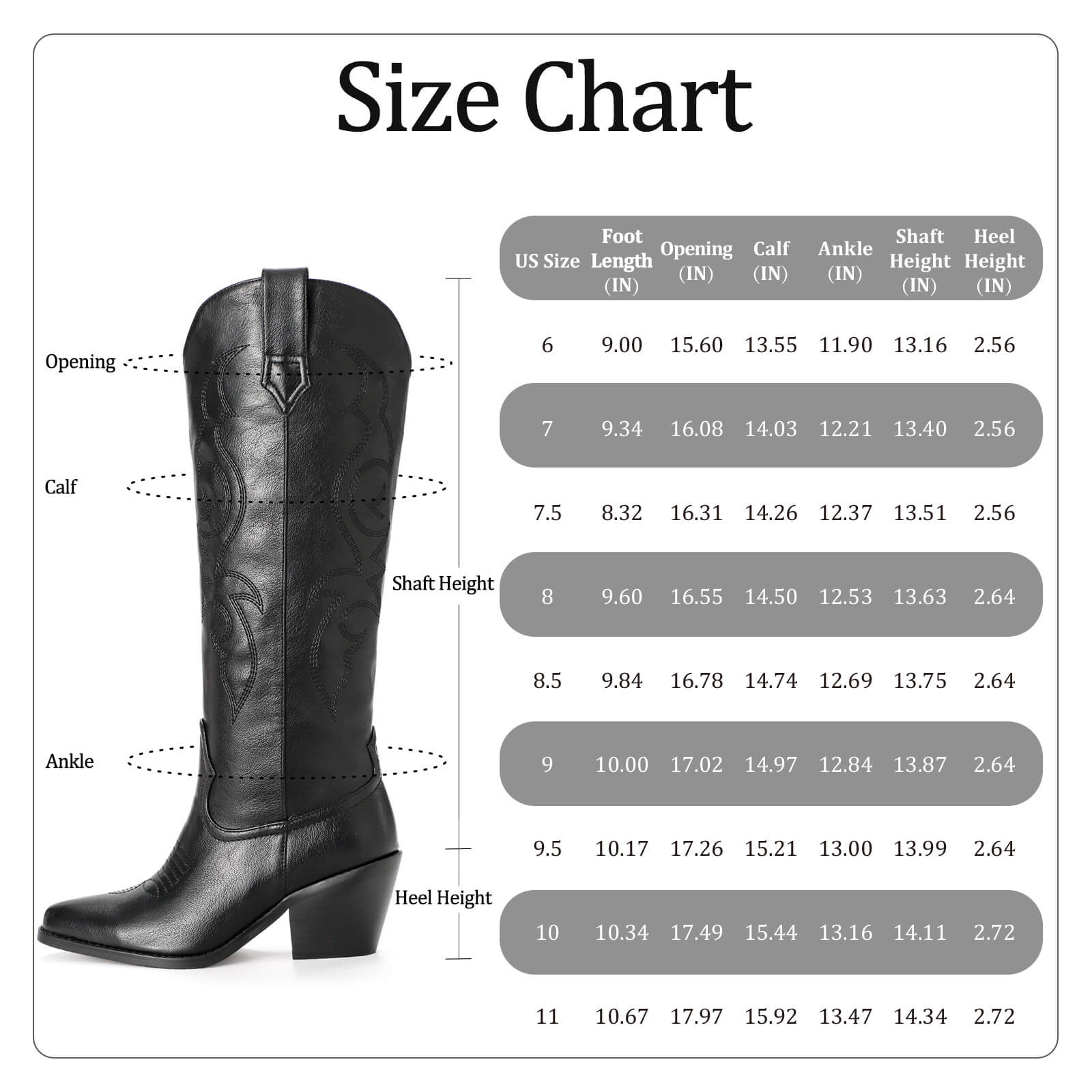 Embroidered Western Boots Knee High Wide Calf Cowboy Boots