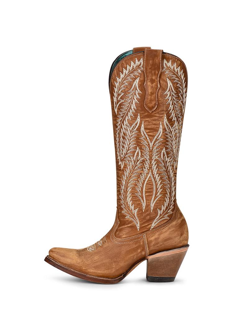 Embroidered Pointy Zip Mid Calf Tall Cowgirl Retro Boots