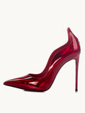 Red Iridescent Wave Edge Stiletto Heeled Pointy Pumps