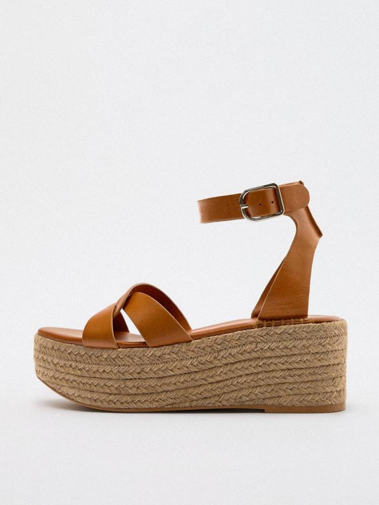 Boho Buckle Ankle Strap Espadrille Platform Wedge Sandals