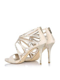 Nude Faux Suede Rhinestone Butterfly Cut-Out Cage Round Stiletto Heeled Sandals With Back Zip