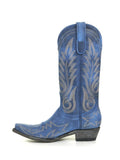 Azul Embroidered Snip-toe Slip-on Mid-Calf Western Cowgirl Boots