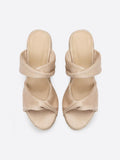 Cloth Two Bands Open-toe Slip-on Espadrille Wedge Sandals