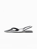 Metallic Silver Slingback Pointed Toe Flats For Women