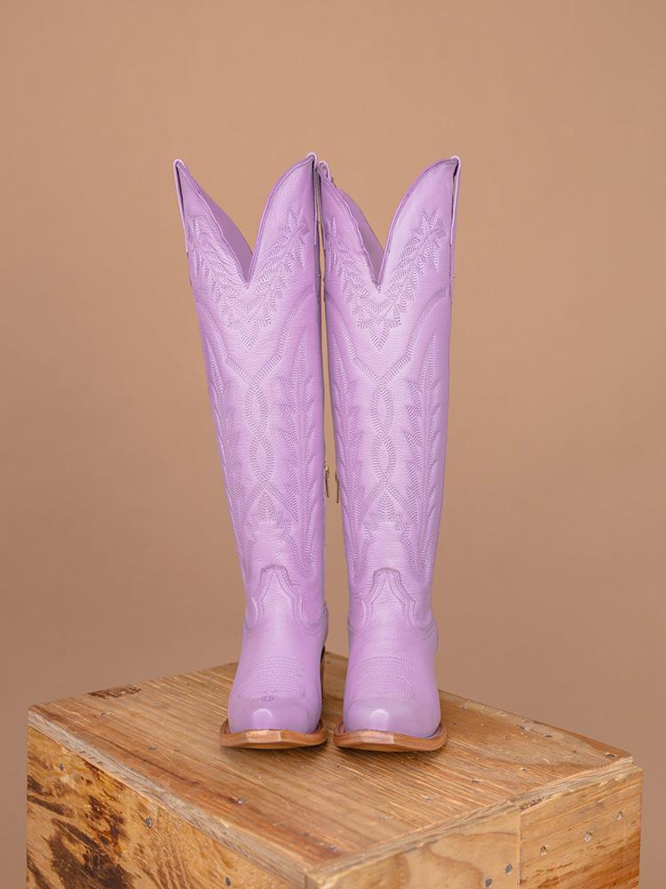 Grass Embroidered Snip Zipper Mid Calf Cowgirl Tall Boots