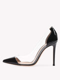 Black Clear Stiletto Heeled Pumps For Wide Feet