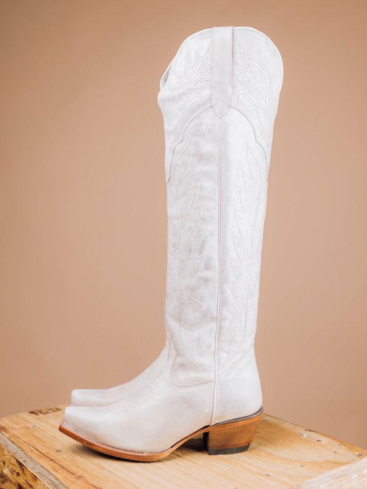 Eagle Wing Embroidered Snip Zip Western Knee High Boots - Turquoise, White & Black