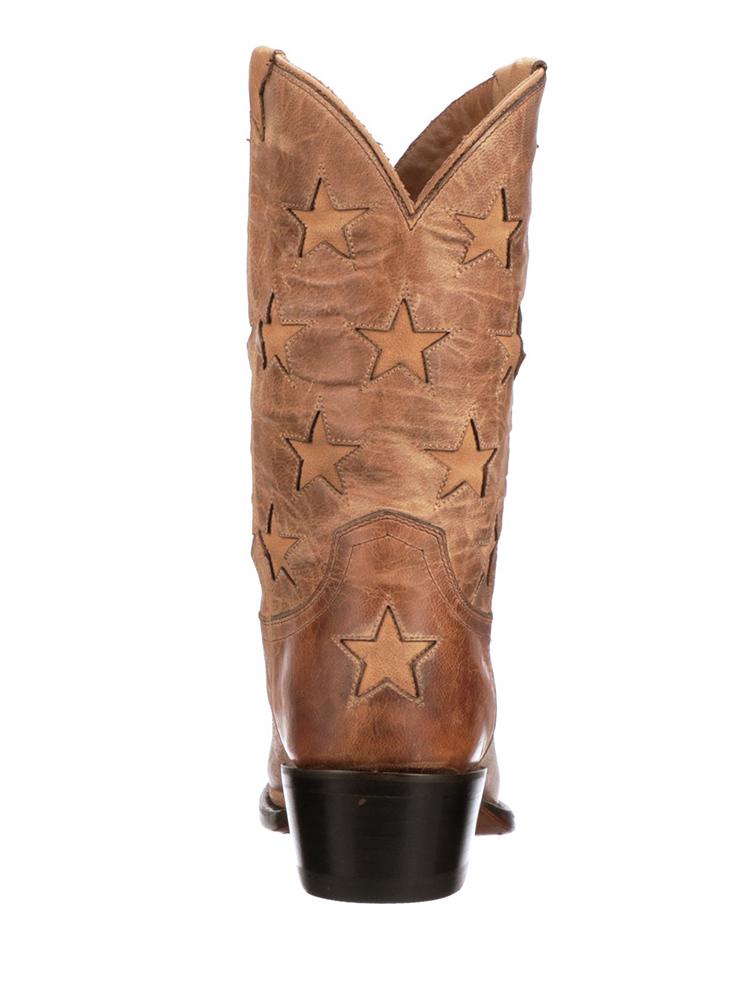 Inlay Star Embroidered Snip-Toe Wide Mid Calf Cowgirl Boots