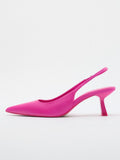 Pink Pointy Slingback Kitten Heeled Pumps For Women