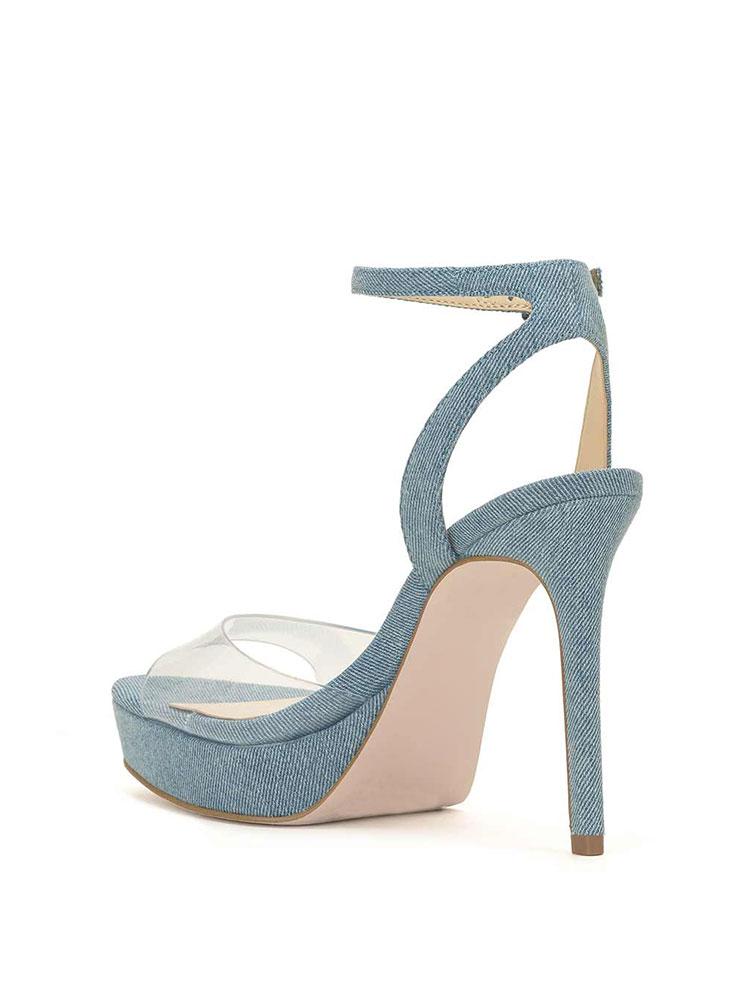 Platform Buckled Ankle Strap Round Toe Stiletto Sandals