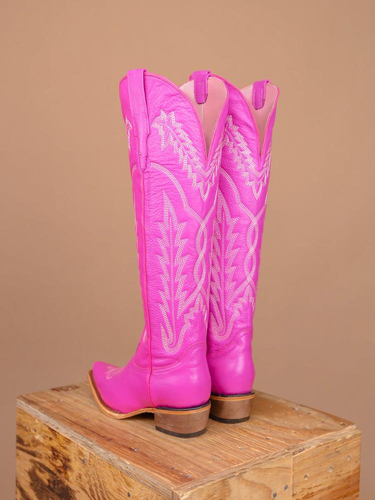 Grass Embroidered Snip Zipper Mid Calf Cowgirl Tall Boots