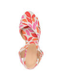 Pink Floral Print Canvas Open-toe Espadrille Wedge Sandals With Buckle Ankle Strap