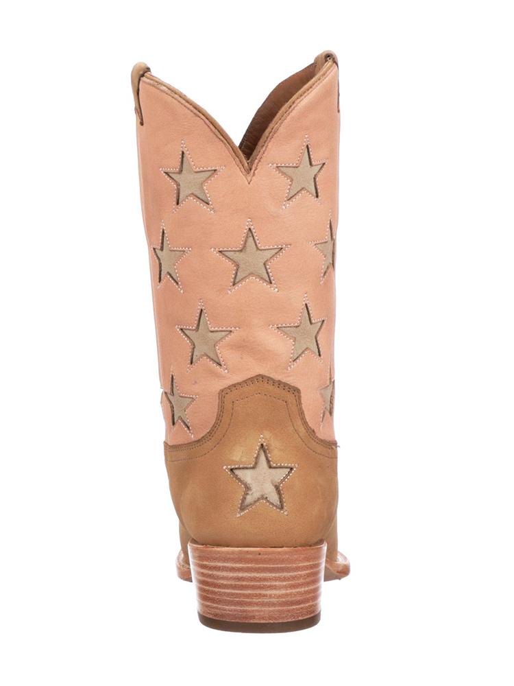 Inlay Star Embroidered Snip-Toe Wide Mid Calf Cowgirl Boots