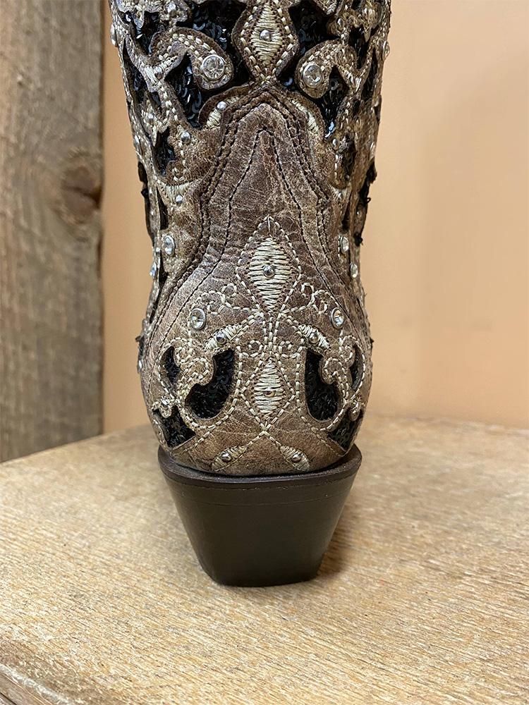 Rhinestones Cut-out Embroidery Snip-toe Wide Calf Cowgirl Boots