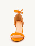 Orange Butterfly Stiletto Heeled Sandals With Round Toe Ankle Strap For Women