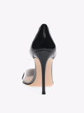 Black Clear Stiletto Heeled Pumps For Wide Feet