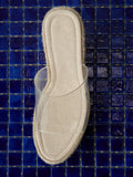 Clear Single Band Backless Slip-On Wedges Espadrille Platform Round Toe Sandals