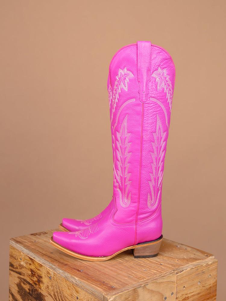 Grass Embroidered Snip Zipper Mid Calf Cowgirl Tall Boots