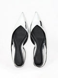 Metallic Silver Slingback Pointed Toe Flats For Women