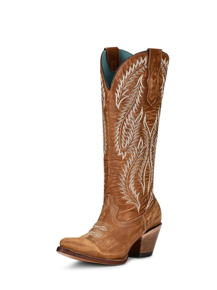 Embroidered Pointy Zip Mid Calf Tall Cowgirl Retro Boots