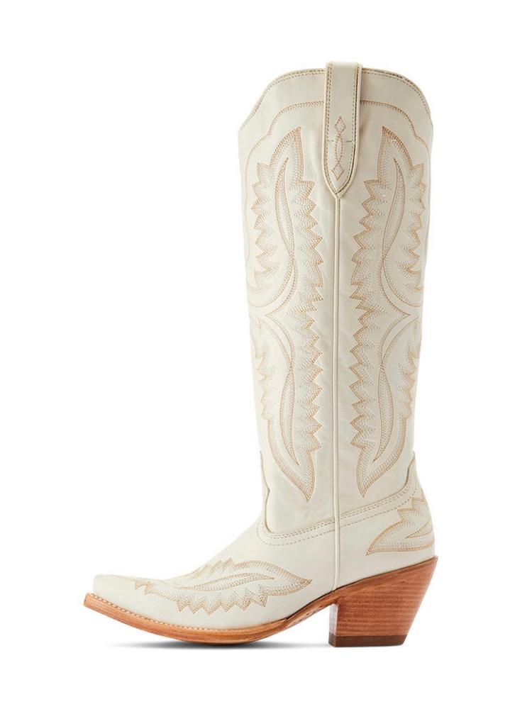 Embroidered Snip Wide Mid Calf Western Boots