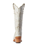 White Cowgirl Boots Pearl Embroidered Snip Toe Slanted Heel Western Boots