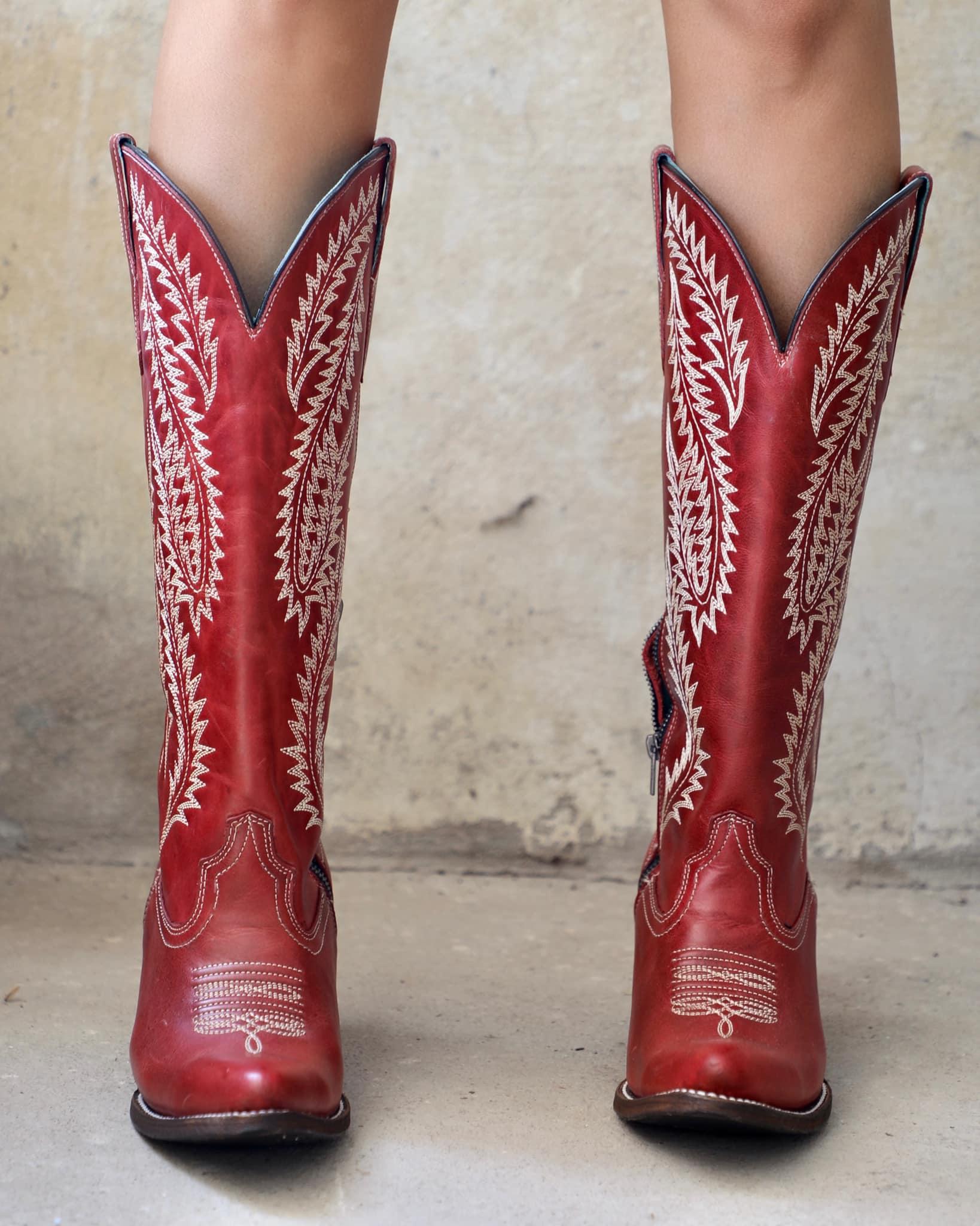 Embroidered Pointy Zip Mid Calf Tall Cowgirl Retro Boots