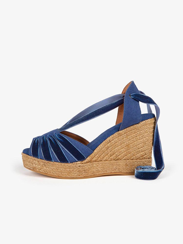 Multi Strap Open-toe Ankle Strap Espadrille Wedge Sandals With Self-tie