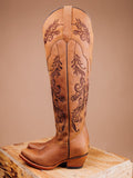 Tawny Floral Embroidered Snip Zip Western Knee-High Boots