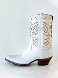 Gold Star Pattern Inlay Snip-toe Slip-on Women MId-Calf Western Boots