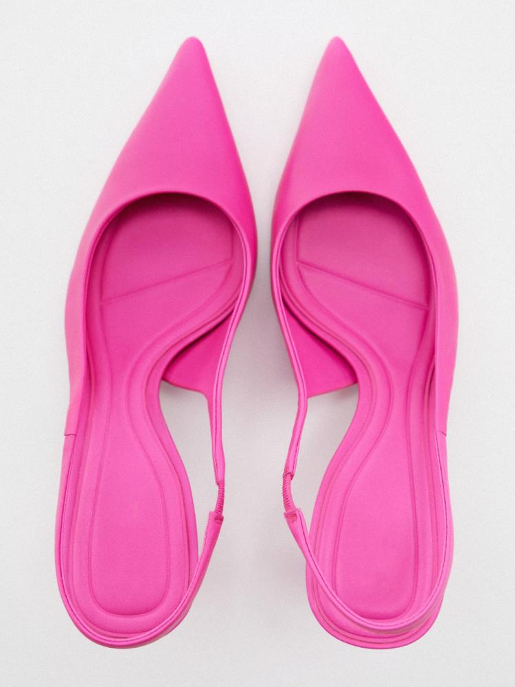 Pink Pointy Slingback Kitten Heeled Pumps For Women