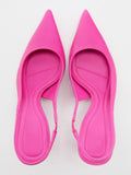 Pink Pointy Slingback Kitten Heeled Pumps For Women