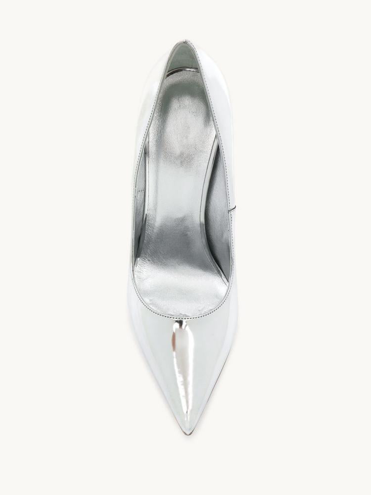 Metallic Silver Pointy Stiletto Heeled Pumps For Women