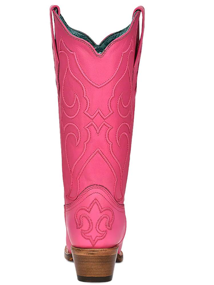 Rose Red Embroidered Snip Toe Wide Mid-Calf Western Boots