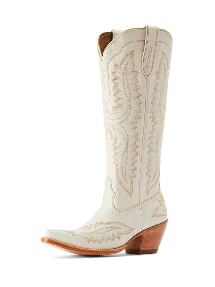 Embroidered Snip Wide Mid Calf Western Boots