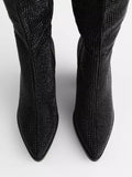 Over-The-Knee Boots Rhinestone Pointed Toe Slanted Heel Cowgirl Boots