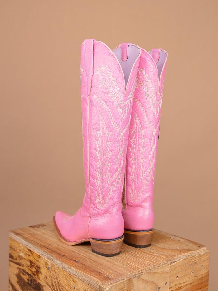 Grass Embroidered Snip Zipper Mid Calf Cowgirl Tall Boots