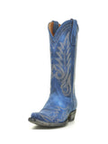 Azul Embroidered Snip-toe Slip-on Mid-Calf Western Cowgirl Boots