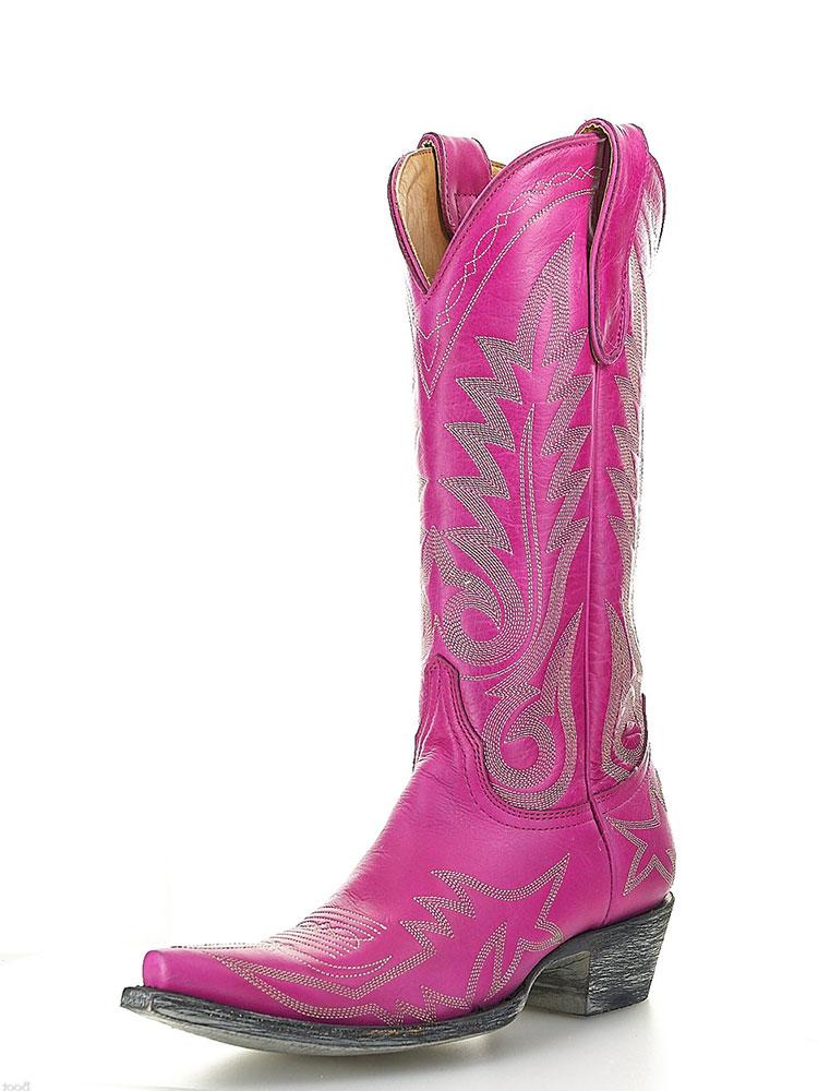 Embroidered Snip Western Wide Mid Calf Boots - Purple, Orange, Pink & Red