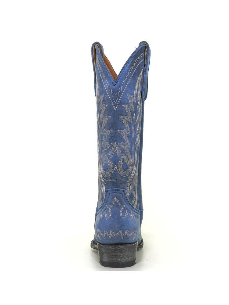 Azul Embroidered Snip-toe Slip-on Mid-Calf Western Cowgirl Boots