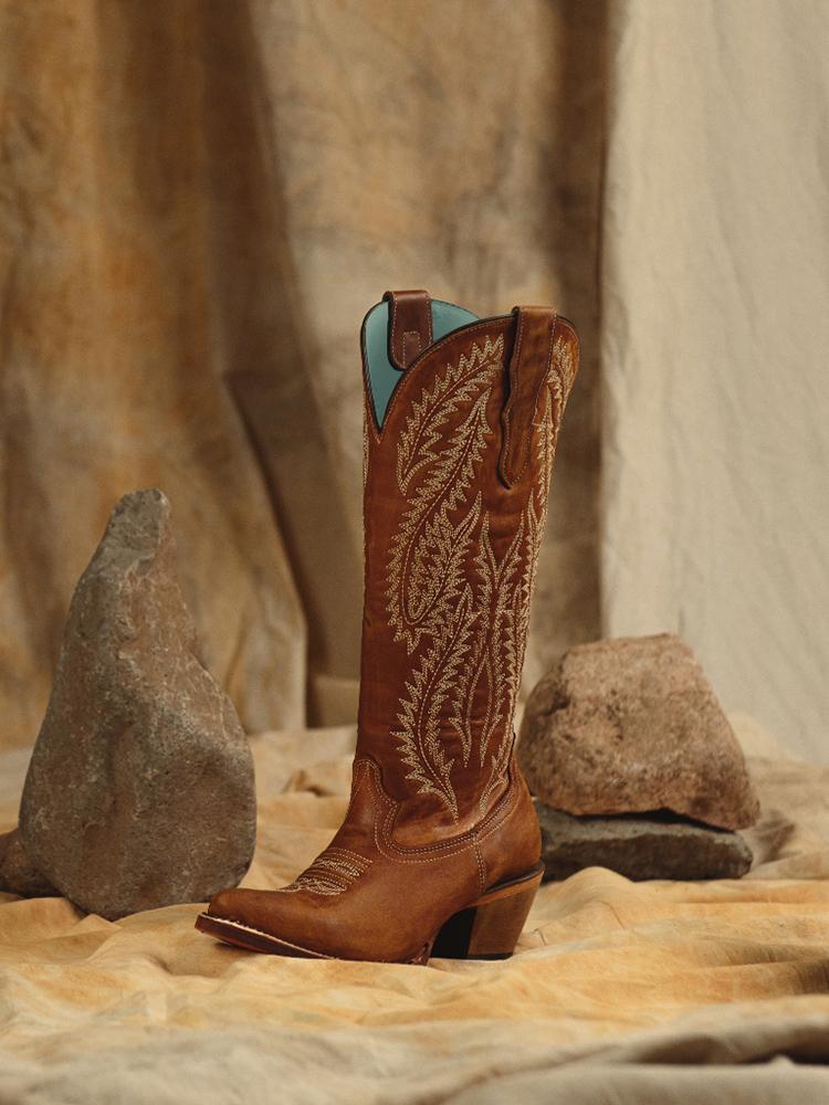 Embroidered Pointy Zip Mid Calf Tall Cowgirl Retro Boots